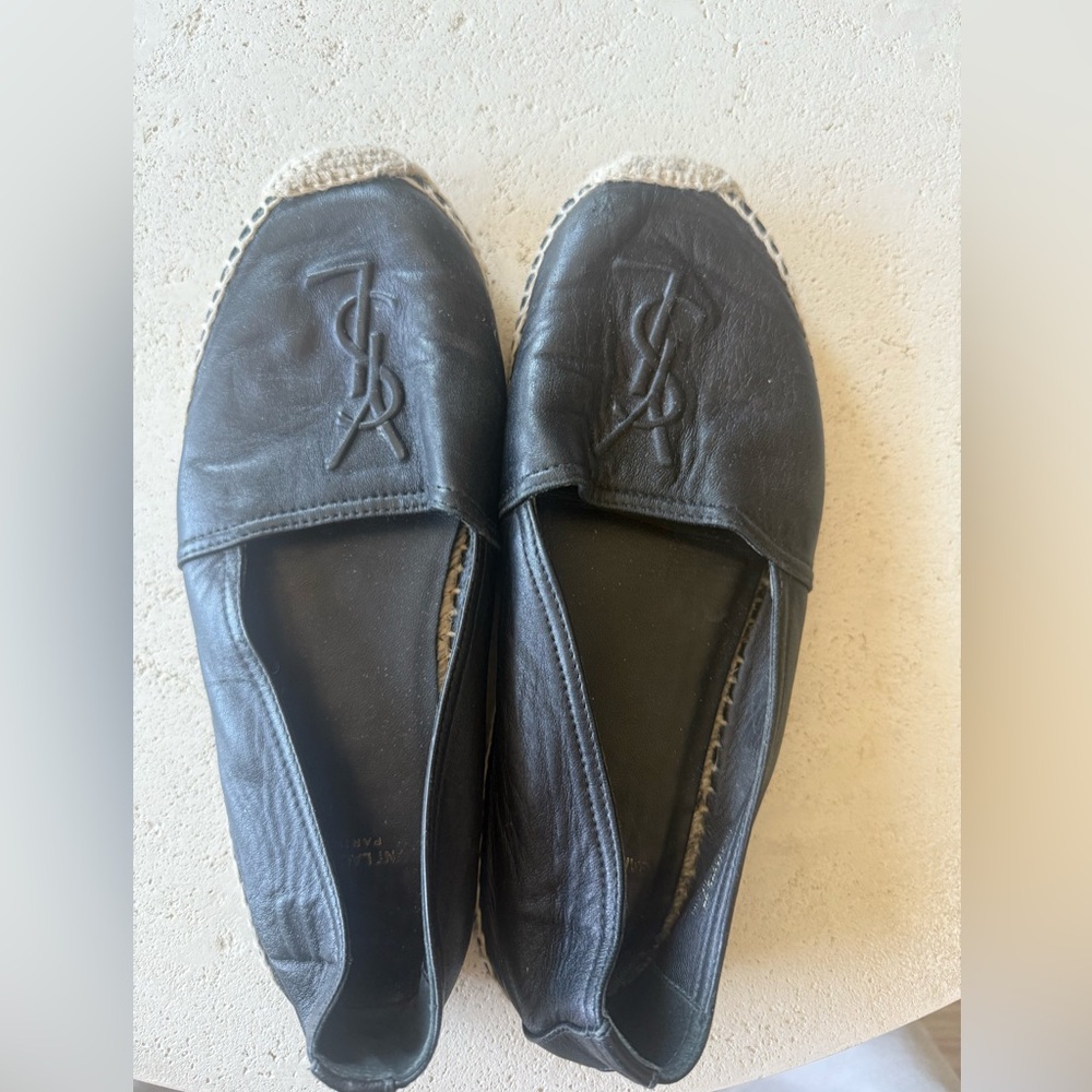 Saint Laurent Black Leather Espadrilles